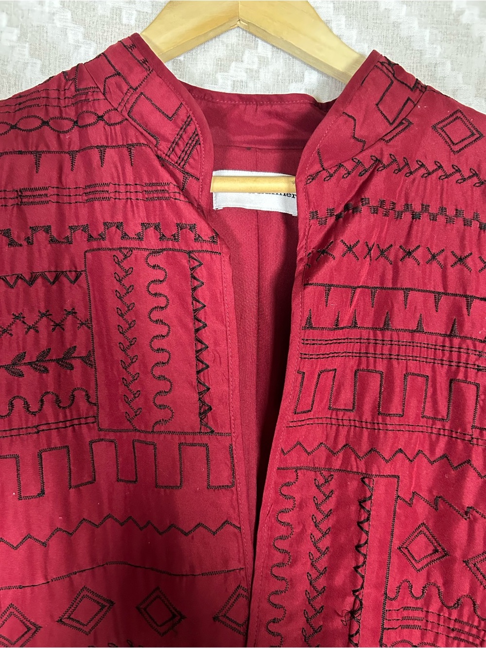 Alfred Dunner Red Embroidered Open Front Jacket - Picture 2 of 6